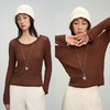 UMILAB【焦糖】优质长绒棉纱线竖坑条显瘦百搭圆领针织衫BM775H 商品缩略图2