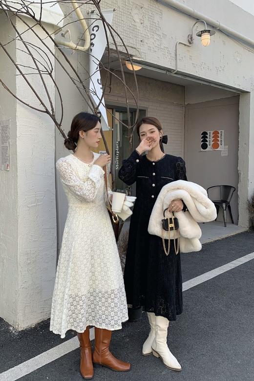 Le Malene 黑色圆领珍珠扣连衣裙 15053 商品图3