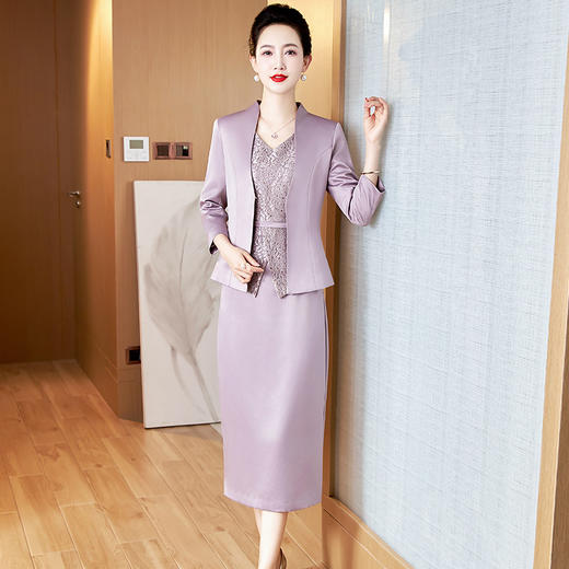 修身显瘦遮肚喜婆婆礼服高贵优雅妈妈装婚礼套装裙LC-2390 商品图2