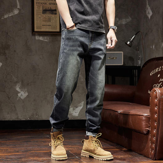 【Q】【新款DQ】大依优型大码直筒牛仔裤长裤男舒适弹力休闲简约百搭加肥加大男装潮款 商品图3