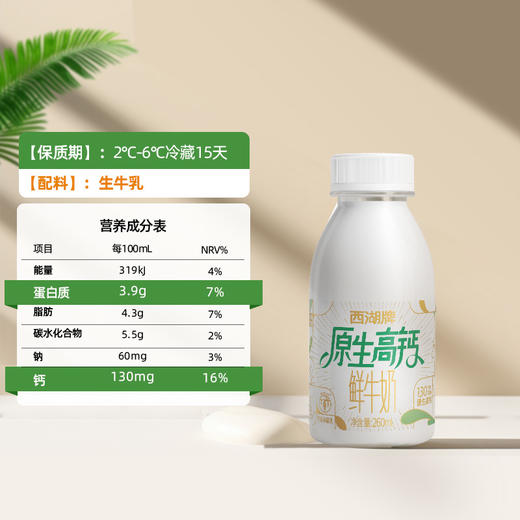 【38女王限时购】西湖牌PET原生高钙鲜牛奶260mL（每日配送，低温鲜奶，月套餐，每日配送） 商品图4