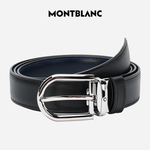 万宝龙 经典系列黑色马蹄形闪亮镀钯针式带扣皮带  MB128756-F . 商品图0