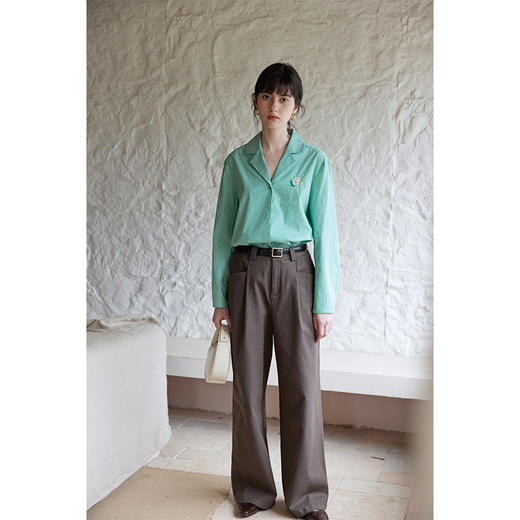 【周四精选福利】HeyDress条纹刺绣衬衣女法式复古V领小雏菊设计衬衣别致上衣 商品图1