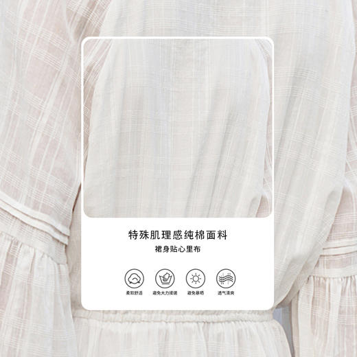 西遇收腰灯笼袖A摆连衣裙女新款显高氛围感蕾丝拼接裙子D0740432 商品图4