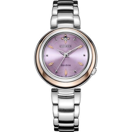 西铁城官方正品官旗镶钻不锈钢间玫瑰金色光动能女表EM0588-81X 商品图1