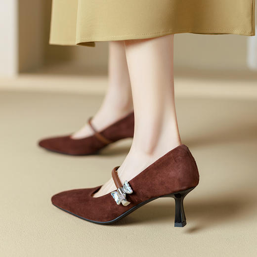 【预售5天】性感简约，纯色浅口羊反皮高跟鞋SY&G2020-1 商品图3