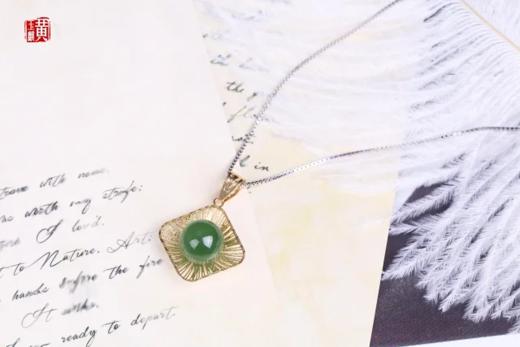 和田碧玉18K金镶嵌吊坠 商品图2