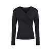HeyDress长袖T恤女春季修身黑色内搭打底衫交叉V领设计感别致上衣 商品缩略图4
