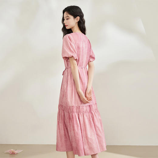 文艺慵懒气质扎染印花褶皱连衣裙女新款直筒长裙V0640524 商品图4