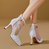 【预售5天】春季新款，性感尖头真皮拼接网纱高跟女鞋JZX&60-81 商品缩略图9