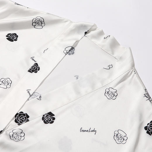 都市丽人生活家居春夏睡衣女冰雪丝印花家居服薄款吊带裙+外袍女士丝质套装LH44A3 商品图6