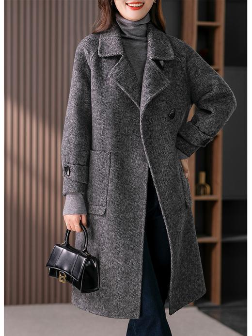 轻奢高级感双面羊驼大衣女2023秋冬新款西装领中长款毛呢外套 商品图0