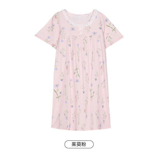 都市丽人生活家居春夏睡衣女梭织人棉家居服薄款短袖裙女士梭织棉睡裙LH46D2 商品图12