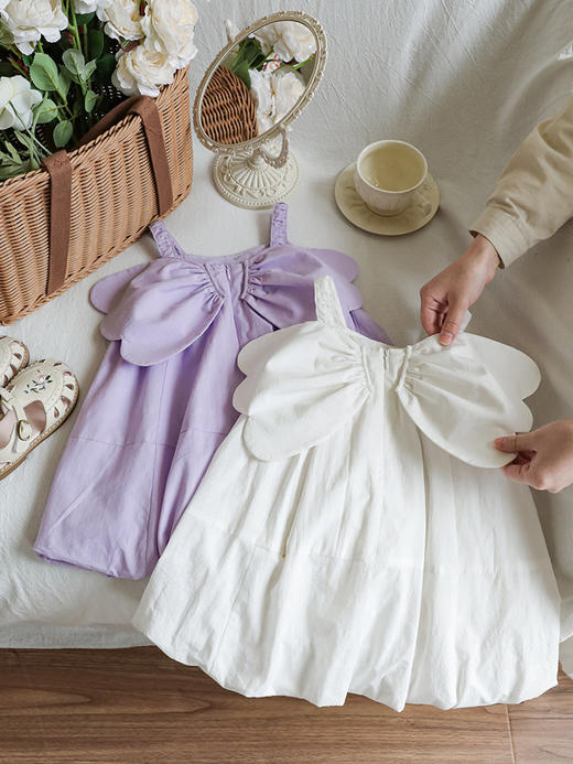  【巨可爱！】女童后背蝴蝶结吊带裙宝宝连衣裙2024夏季新款儿童纯色裙子 商品图3