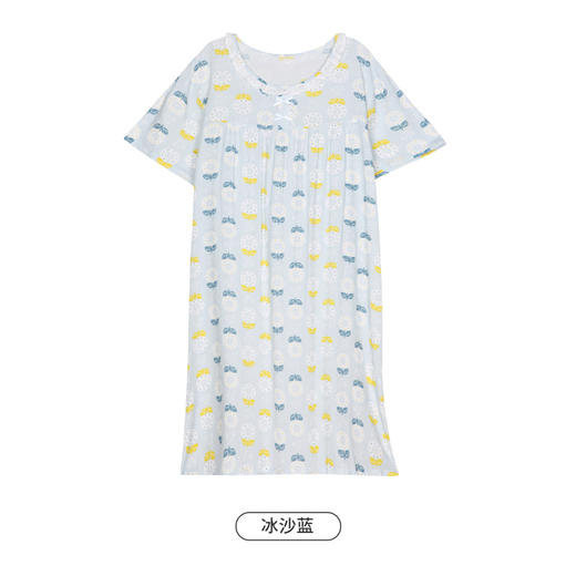 都市丽人生活家居春夏睡衣女梭织人棉家居服薄款短袖裙女士梭织棉睡裙LH46D2 商品图9