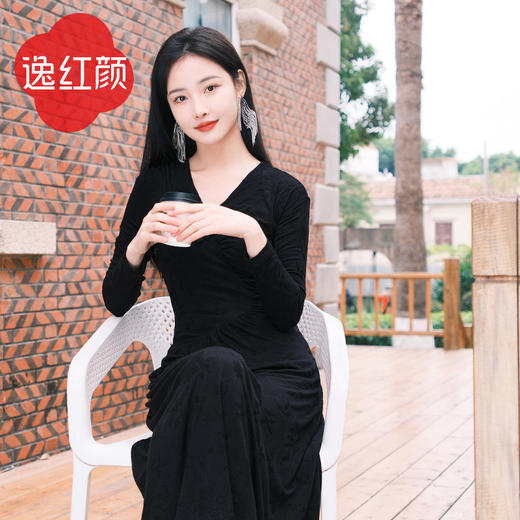 逸红颜『星萧』好温柔的裙子!知性针织提花连衣裙，清雅飘逸!超弹!超显瘦!！ 商品图1