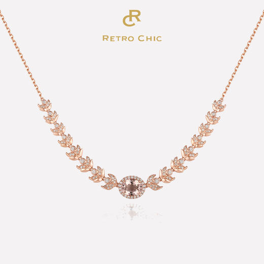 Sugar Morganite方糖摩根石系列 | 克瑞斯麦穗摩根石玫瑰金项链 商品图0