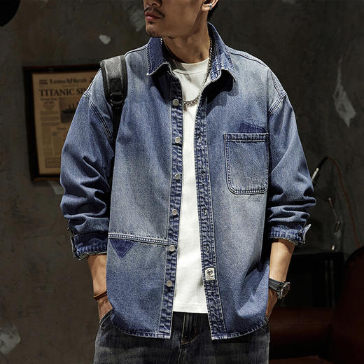 【新款DQ】大依优型大码牛仔外套新款牛仔衣青年百搭上衣潮款加肥加大胖子 商品图3