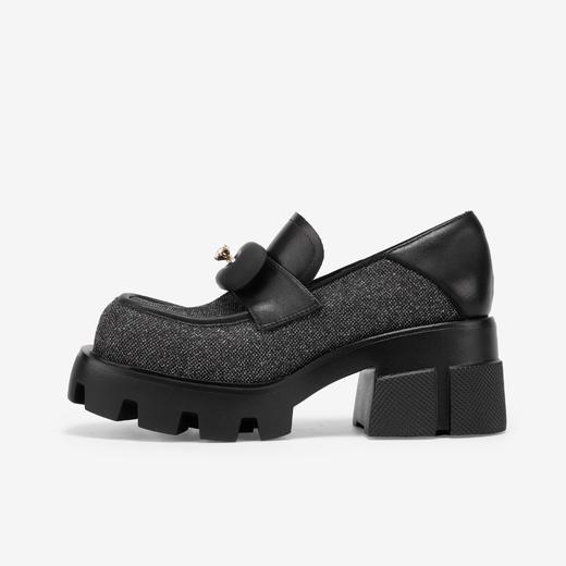 MIO米奥春季方头高跟乐福鞋复古学院通勤深口单鞋女鞋M241530257C09 商品图1