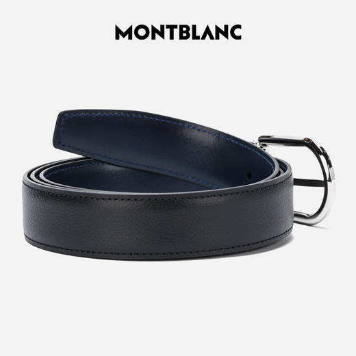 万宝龙 经典系列黑色马蹄形闪亮镀钯针式带扣皮带  MB128756-F . 商品图5