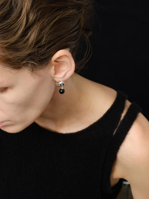 ABOAB｜ONYX FOLDING Earrings [黑玛瑙 耳环 金 / 银 ]【SCULPTING】 商品图5