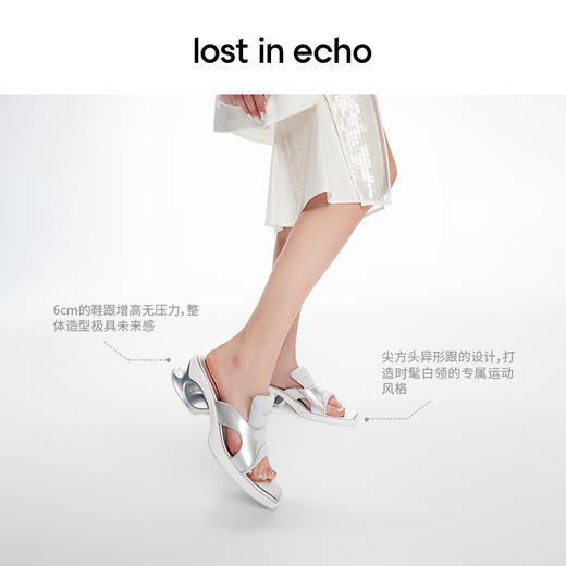 lost in echo2024春季新品设计师品牌尖方头异形镂空跟运动凉拖 商品图2