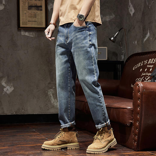 【Q】【新款DQ】大依优型大码直筒牛仔裤长裤男舒适弹力休闲简约百搭加肥加大男装潮款 商品图3
