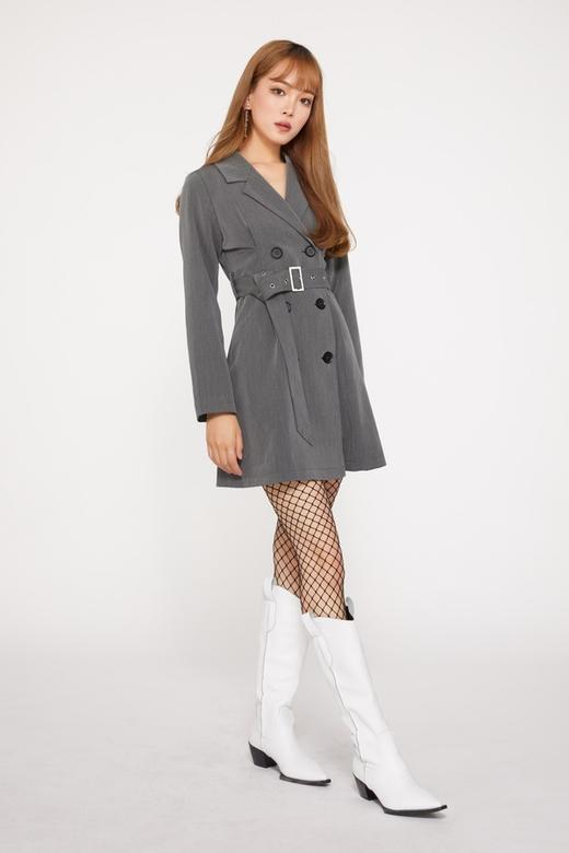 LNNNS 灰色时髦显瘦气质连衣裙 9853 商品图1