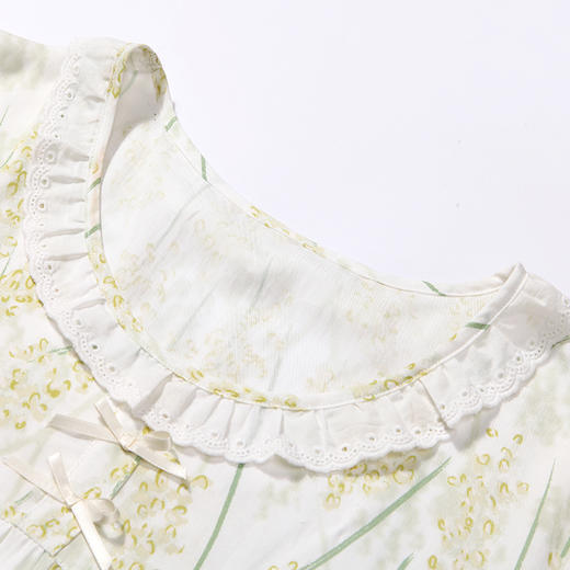 都市丽人生活家居春夏睡衣女梭织人棉家居服薄款短袖裙女士梭织棉睡裙LH46D2 商品图5