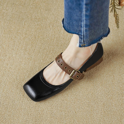 【预售5天】新春复古，牛皮舒适带小低跟皮鞋女单鞋XHD&D2406 商品图11