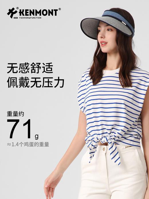 卡蒙夏季新款可折叠空顶蛋卷帽女沙滩出游轻量化防紫外线防晒草帽 商品图4
