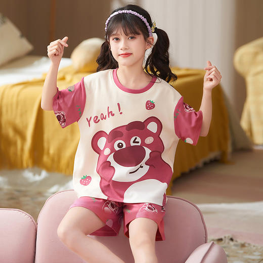 【超可爱！多款可选】2024新款卡通儿童睡衣，女童夏季薄款空调家居服，女孩短袖套装夏款 商品图6