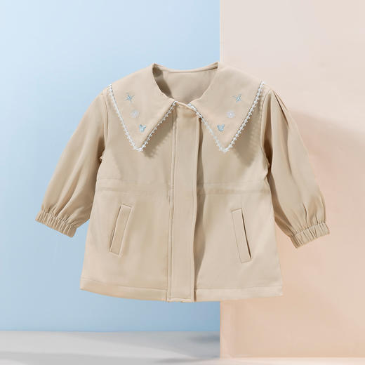 【商城同款】迪士尼2024春季新款女童风衣中小童户外防风外套时尚翻领风衣上衣231DS0878 商品图2