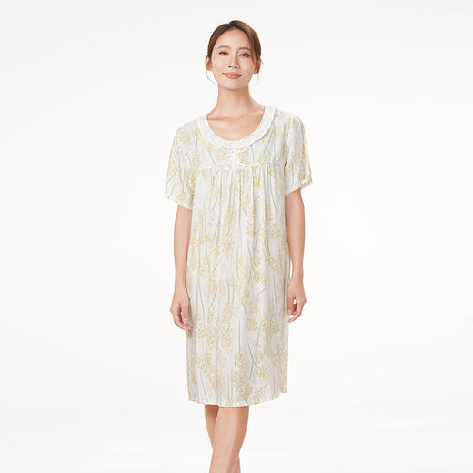 都市丽人生活家居春夏睡衣女梭织人棉家居服薄款短袖裙女士梭织棉睡裙LH46D2 商品图1