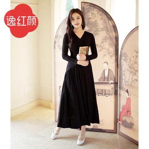 逸红颜『星萧』好温柔的裙子!知性针织提花连衣裙，清雅飘逸!超弹!超显瘦!！ 商品图3