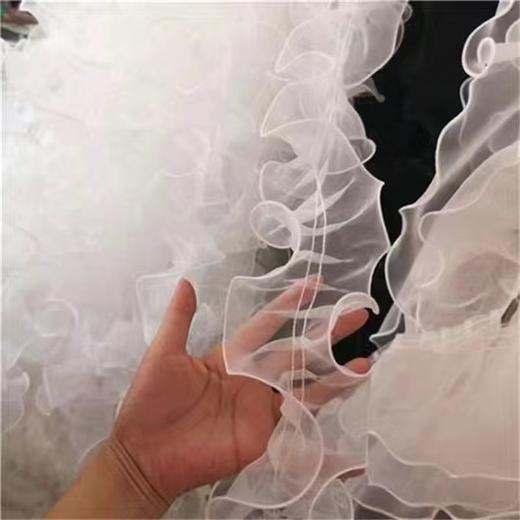 【热卖】芭蕾风花束欧根纱加密褶皱/素边珍珠款/1米/包 商品图9