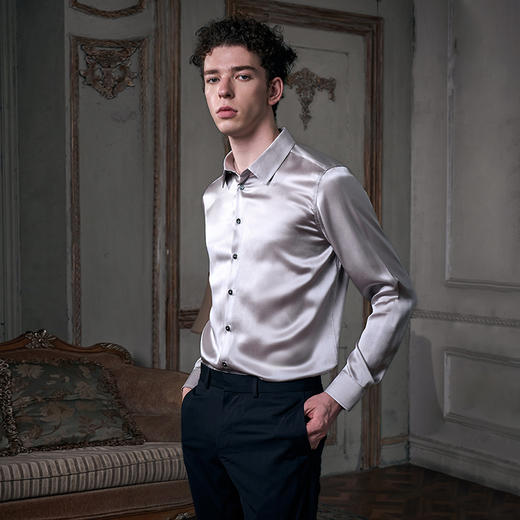 Soloseta25姆米重磅真丝衬衫长袖男2025新款可外穿情人节礼物 商品图2