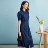 EITIE爱特爱衬衫领复古文艺显瘦修身a字牛仔连衣裙夏季新款B2407302 商品缩略图3