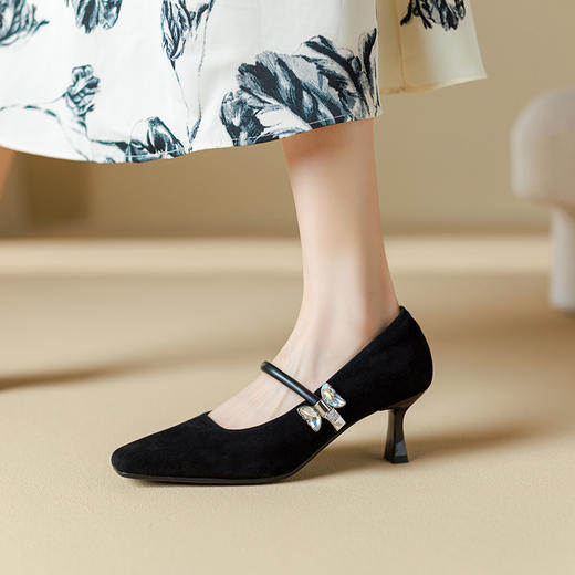 【预售5天】性感简约，纯色浅口羊反皮高跟鞋SY&G2020-1 商品图7