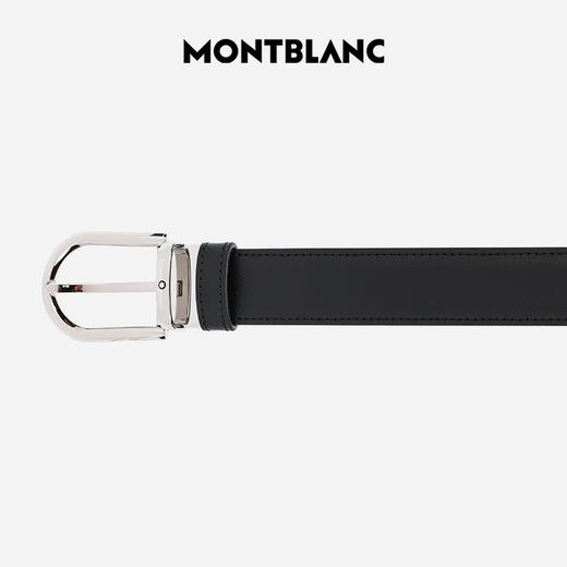 万宝龙 经典系列黑色马蹄形闪亮镀钯针式带扣皮带  MB128756-F . 商品图4
