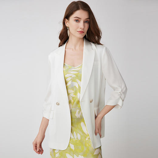 EITIE爱特爱春季新款气质通勤高级白色休闲西装外套A2403309 商品图2