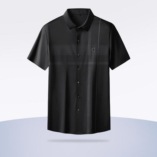 【冰丝高弹】【新款DK】大依优型大码男装短袖衬衫翻领加肥加大透气吸汗夏季上衣半袖t恤夏装 商品图2