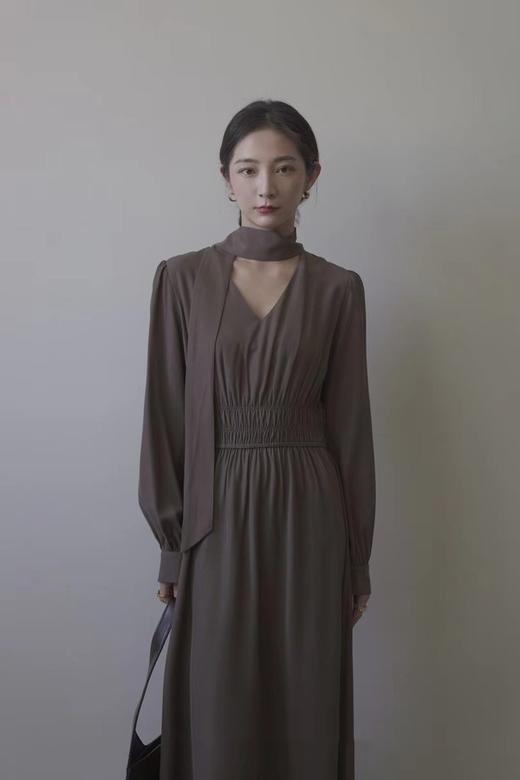 Le Malene 气质法式系带收腰长款连衣裙 17232 商品图0