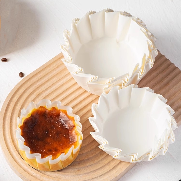 50个/盒 巴斯克专用油纸 免折叠双面硅油纸托 烤箱空气炸锅蛋糕纸托纸杯