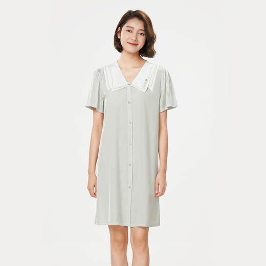 都市丽人生活家居春夏睡衣女泡泡梭织棉家居服薄款短袖裙女士梭织棉睡裙LH46E6 商品图1
