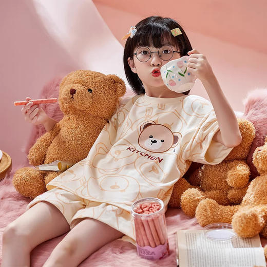 【超可爱！多款可选】2024新款卡通儿童睡衣，女童夏季薄款空调家居服，女孩短袖套装夏款 商品图8