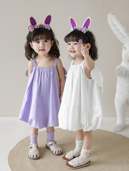  【巨可爱！】女童后背蝴蝶结吊带裙宝宝连衣裙2024夏季新款儿童纯色裙子 商品图2