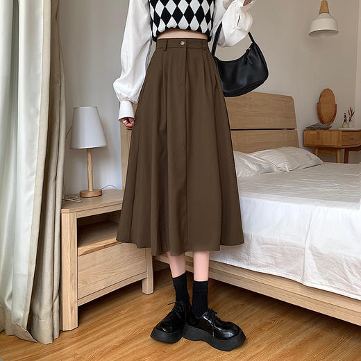 2025春秋款【洋气百搭 中长款半身裙】新款韩版 甜美休闲 小个子A字裙女 商品图5
