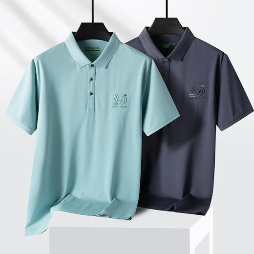 【桑蚕丝】【新款DPS】大依优型大码男装短袖POLO衫翻领桑蚕丝加肥加大透气吸汗夏季上衣半袖t恤夏装 商品图1