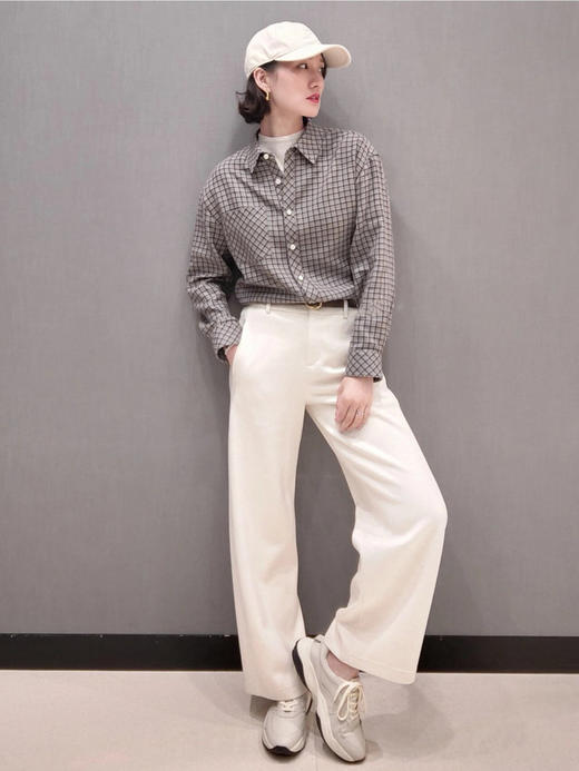 环保种植棉牦牛绒针织直筒裤 面料手感丰满 舒适亲肤 圆弧裤型高腰设计 商品图4